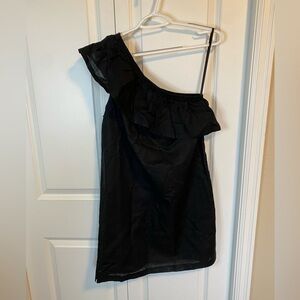 NWT J.Crew one shoulder black linen dress